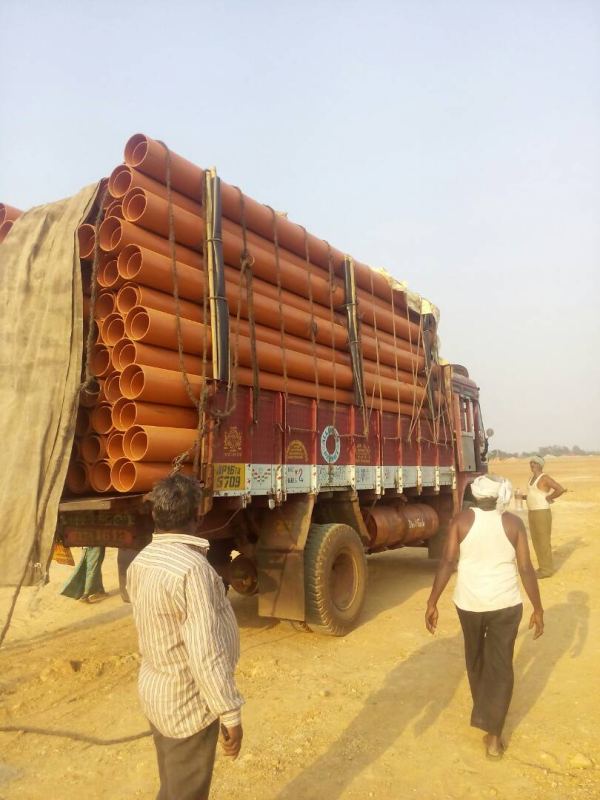 Pipes delivered to site for the water network